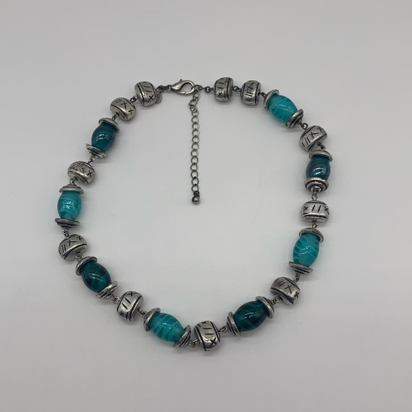 Premier Design Tribal Necklace with Oval Turquoise & Teal Colored Beads - Picture 1 of 9